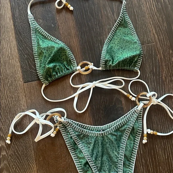 Kulani Kinis Lace Stitch Ring Halter Bikini Set - Wild Wonder - Picture 2 of 3